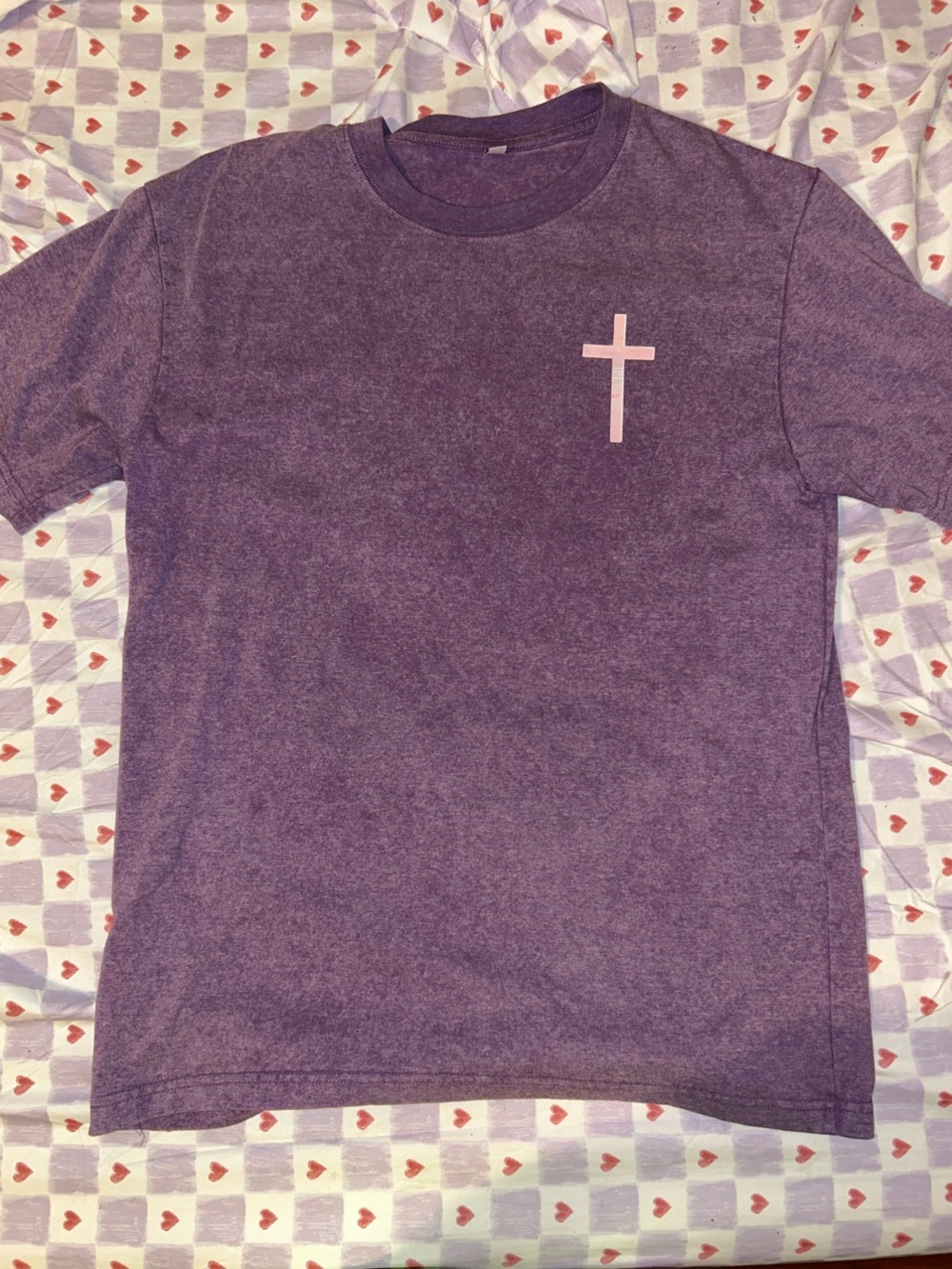 Kids Purple Tee with Pink Cross